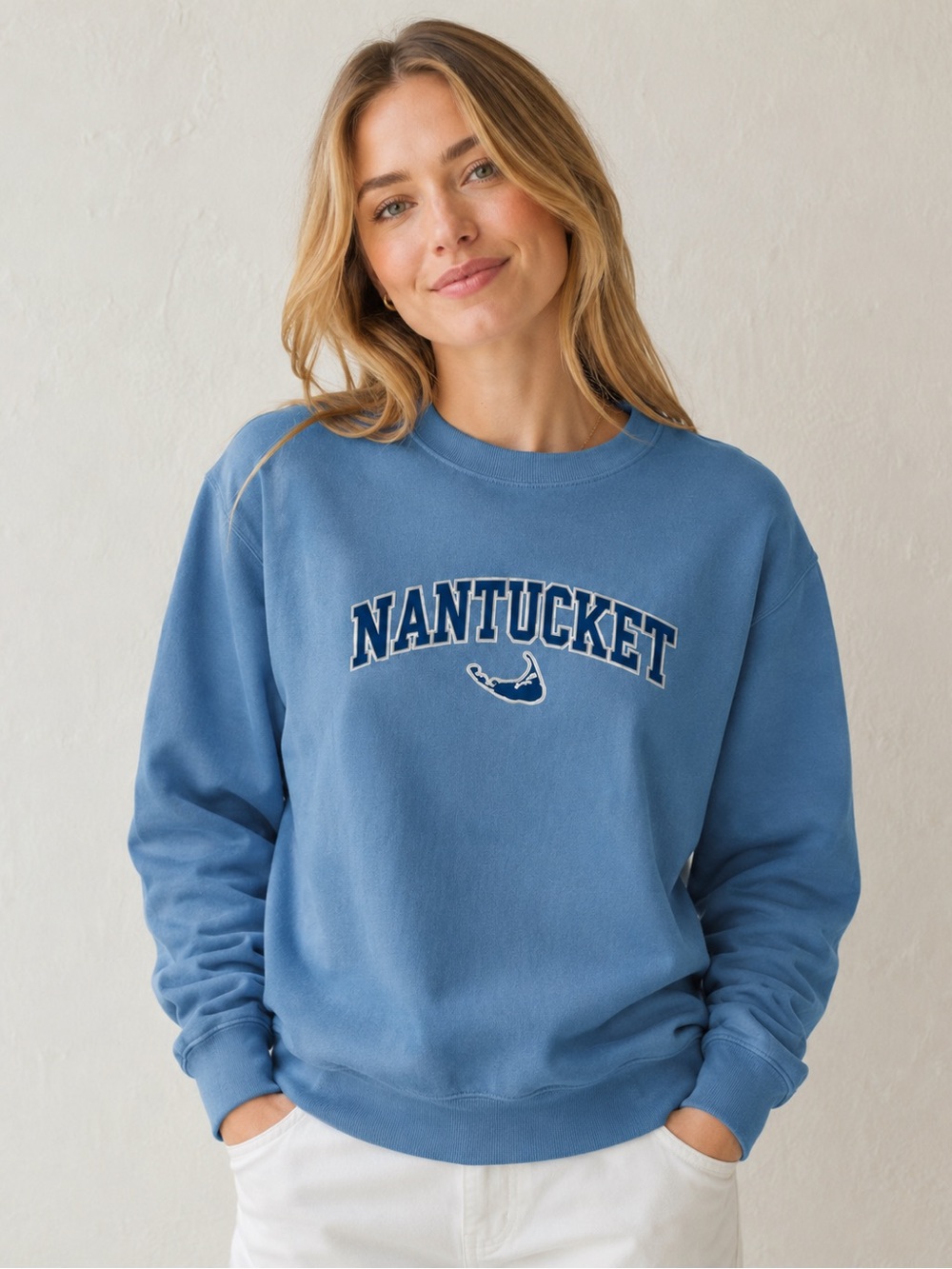 Hanes Nantucket Blue Graphic Crewneck Sweatshirt